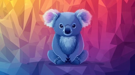 Obraz premium Cute koala sitting on colorful background