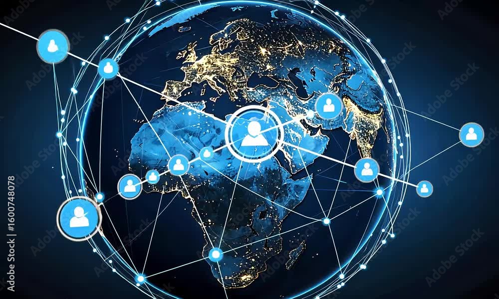 Aufkleber digital globe network illustration for technology concepts