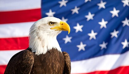 Naklejka premium Bald eagle against American flag (2)
