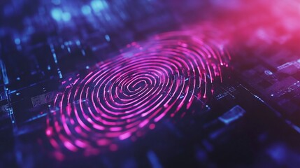 Futuristic fingerprint scan illuminating digital technology landscape
