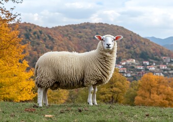 Fototapeta premium Sheep Autumnal Landscape.