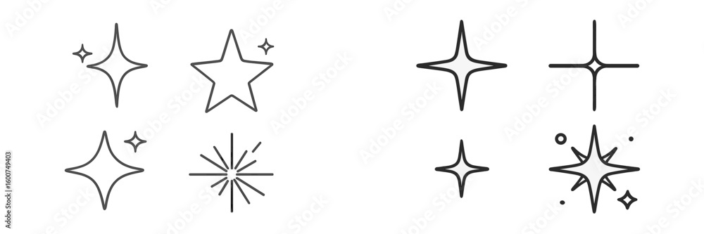 Poster various star and sparkle illustrations designed for creative projects and graphic design application