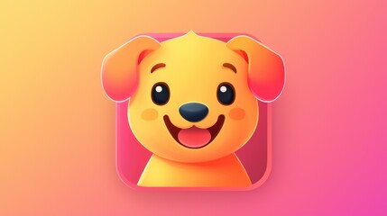 Fototapeta premium Cute cartoon dog app icon, vibrant colors, digital art