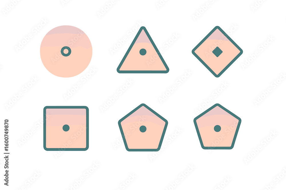 Poster shapes and colors in soft pastel tones create a modern design element for artistic inspiration and c