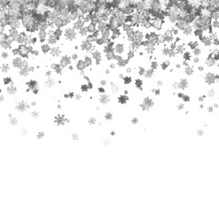 Fototapeta premium Abstract grayscale image of scattered, irregular shapes resembling falling snow