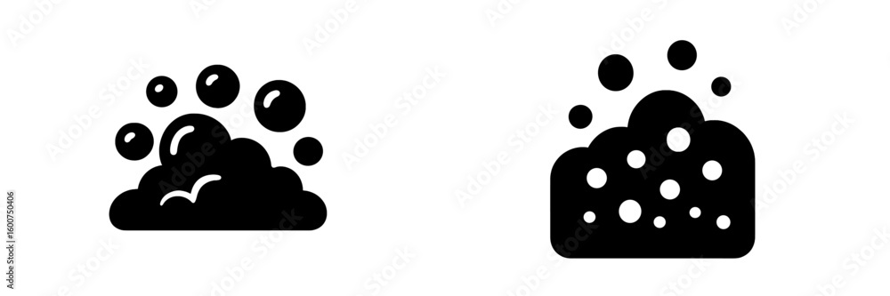 Poster bubbles rising from surface creating an artistic representation of foam in black and white design