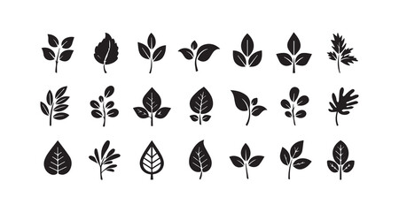 Leaf Icons Minimal Nature and Herbal Vector Elements for Eco Design

