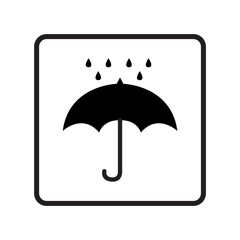 Umbrella Icon with Rain Drops – Weather or Waterproof Symbol in Flat Design