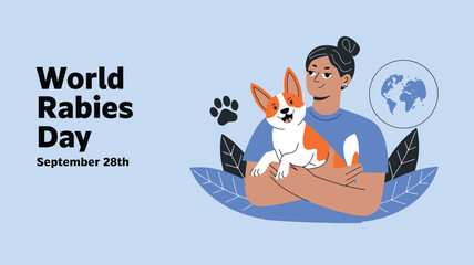 World Rabies Day Awareness Poster Vector Illustration with Dog, Vaccine, Medical Symbols
