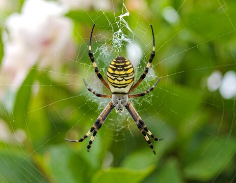 Orb-weaver spider on web