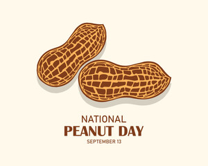 National Peanut Day vector. Pile of peanuts vector illustration. American delicacy. Peanut Day Poster, September 13.