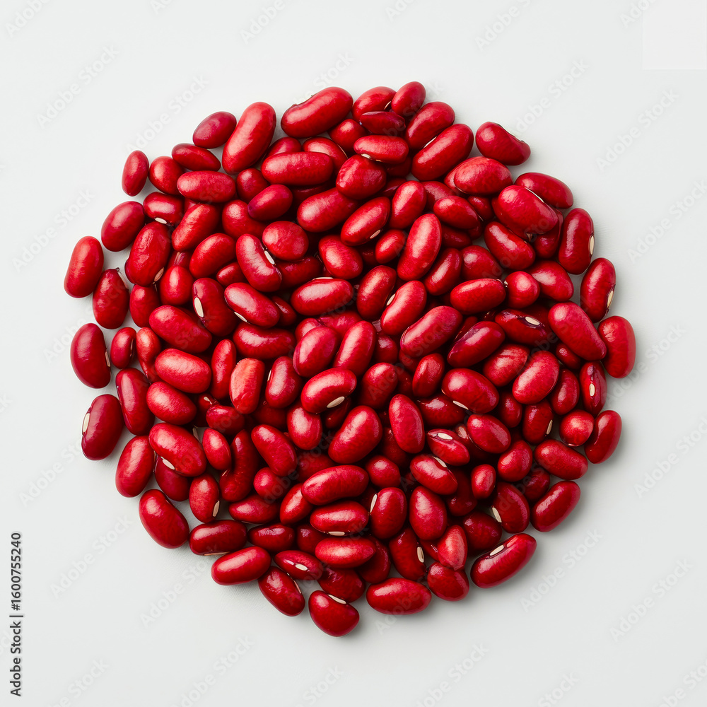 Aufkleber red kidney beans arranged in a circle. red kidney beans are arranged in a circular pattern on a whit