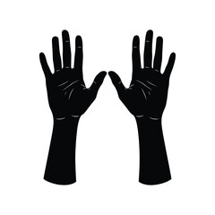 Obraz premium Two black hands raised open palms facing forward against a white background illustration