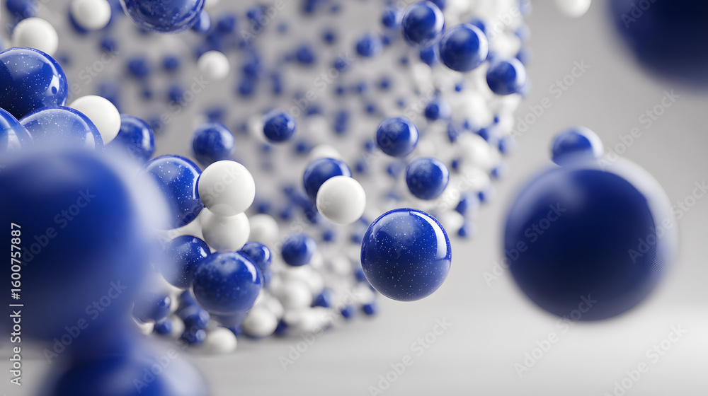 Aufkleber abstract 3d rendering background with blue bouncing balls.