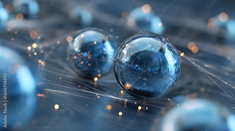 Aufkleber abstract 3d rendering background with blue bouncing balls.