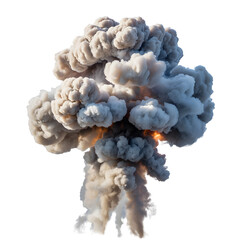 Dramatic Explosion Smoke Plume Powerful Visual Effect isolated on transparent background