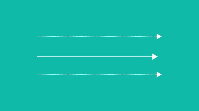 Black straight arrows animation. Reveal and hide animation of solid, dashed. Abstract business graph icon, black background video.