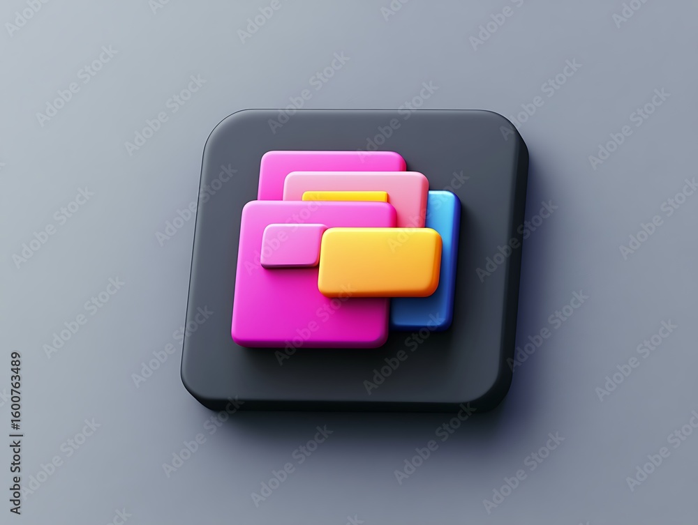 Fototapete Sleek 3D vector icon for file management and organization tools on a muted gray backdrop