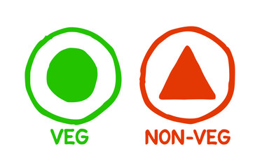 Veg Non-Veg Icons Vegetarian Meat Icon Set Round Doodle