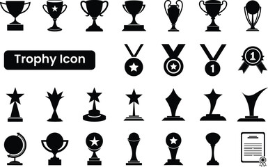 Minimal Vector Trophy and Award Icon Set Collection On Clean Background