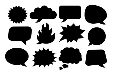 comic speech bubbles text balloons silhouettes vector