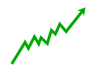 Green zigzag line arrow graph business growth up trend concept, Economic growth, Stock market profit, Financial growth sign. Vector illustration.