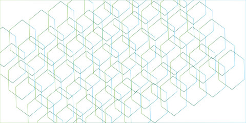 Fototapeta premium Abstract hexagonal futuristic geometric backdrop White background and embossed hexagon , honeycomb green cube hexagon concept design.Modern style of hipster isolated. Monochrome concept. diamond.