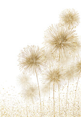 Obraz premium Cluster of light beige dandelion-like forms on a tan background