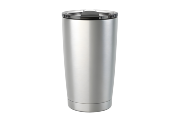 Stainless steel thermos drinking pot isolated on white or transparent background