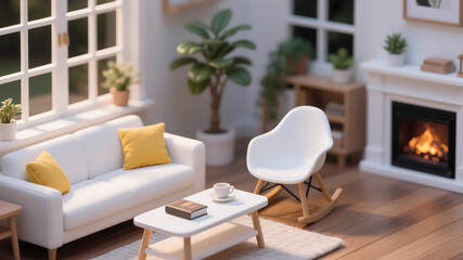 Fototapeta premium warm living room home scene