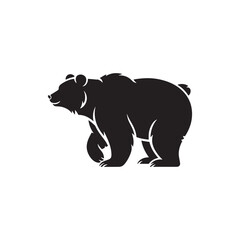 Fototapeta premium Stylized silhouette of a standing black bear facing left with a textured outline isolated on white background. bear icon