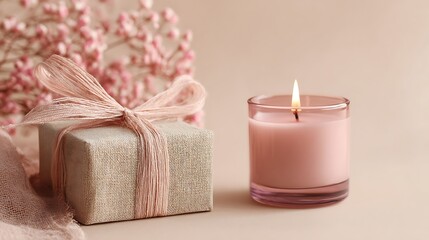 candle and rose petals