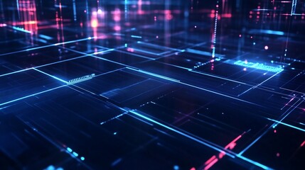 Futuristic digital data grid with glowing lines and intricate connections