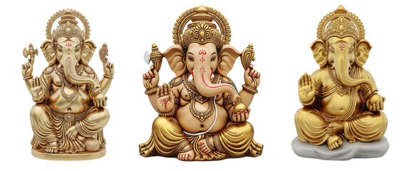 Fototapeta premium Happy Ganesh Chaturthi with set of 3d Lord Ganesh figure