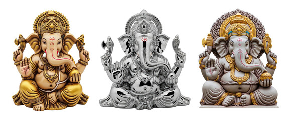 Happy Ganesh Chaturthi with set of 3d Lord Ganesh figure