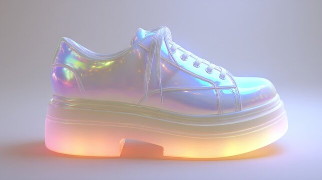 Holographic platform shoes with glowing soles