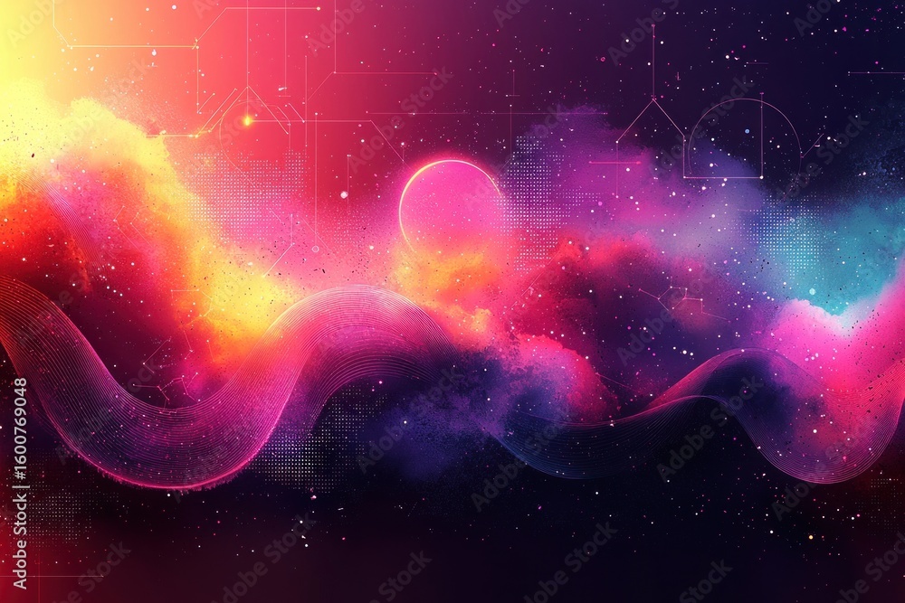 Poster Abstract Neon Color Gradient Blurred Background with Dynamic Effect. Abstract Modern Dynamic Colors Gradient Background. Grainy Texture Background Style with Copy space.