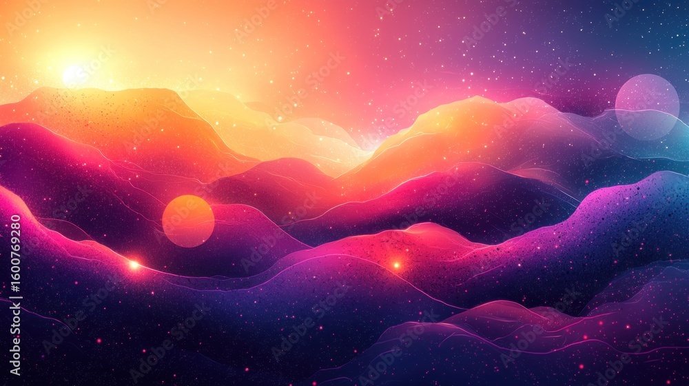 Poster Abstract Neon Color Gradient Blurred Background with Dynamic Effect. Abstract Modern Dynamic Colors Gradient Background. Grainy Texture Background Style with Copy space.