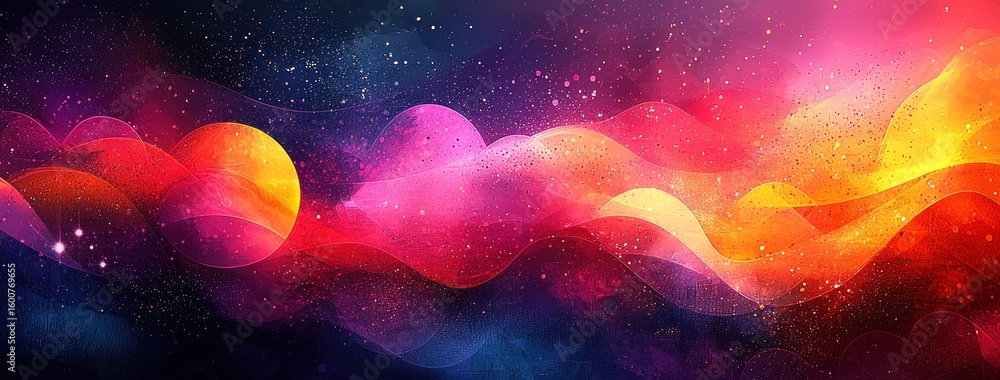 Poster Abstract Neon Color Gradient Blurred Background with Dynamic Effect. Abstract Modern Dynamic Colors Gradient Background. Grainy Texture Background Style with Copy space.
