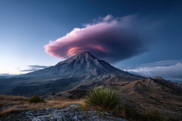 Lenticular clouds capping impressive Mount Saint Helens