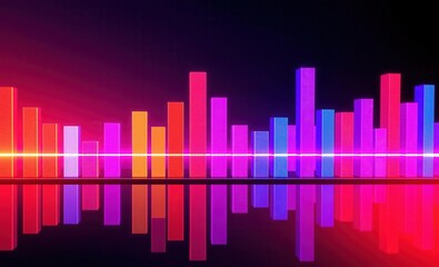 Colorful abstract bar graph on reflective surface Vibrant Rim Light technology vibrant background colorful modern
