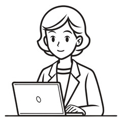 Minimalist clean line drawing of a young woman s face isolated on white background