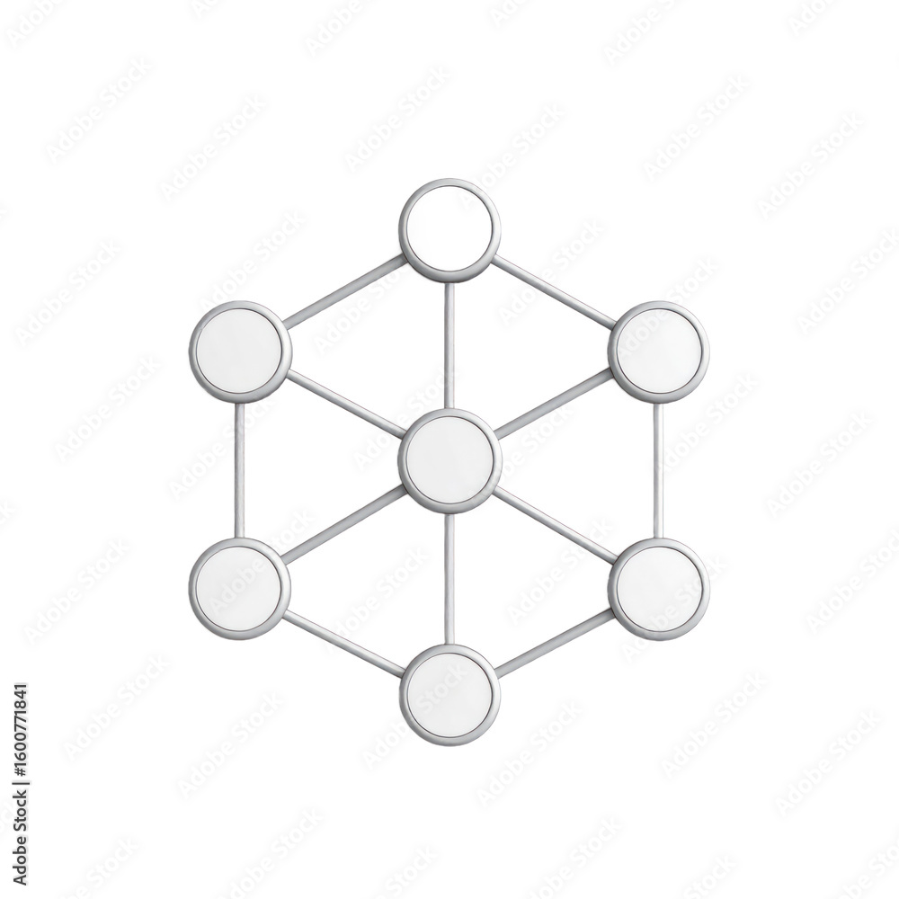 Aufkleber abstract geometric network of white circles connected by lines on transparent background
