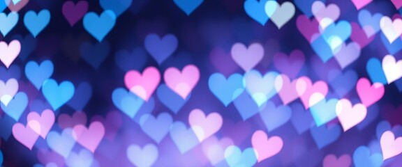 Abstract light blue bokeh hearts, Valentine's Day love theme ,  digital art,  romantic