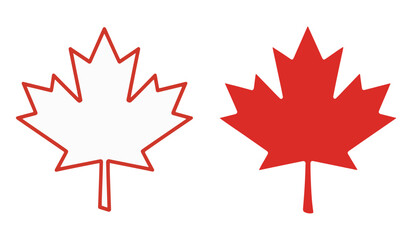 red maple leaf icon from canadian flag in vector patriotic design