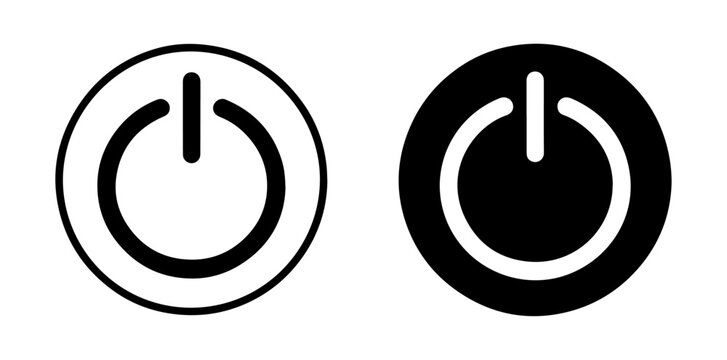 power on off button icons set. electrical switch symbol on transparent vector