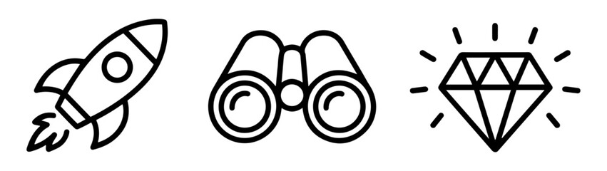 company mission vision and values icon set. business goal and strategy symbols © graphixecho