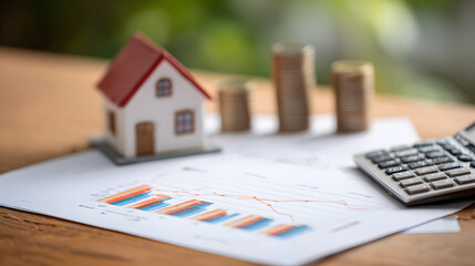 Real Estate concept, Agent to present the property .price for loan investment chart graph documents and calculating table payment to customer.