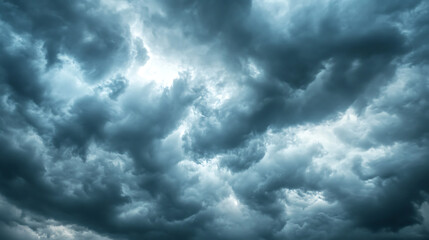  A sky filled with a think layer of ominous grey clouds 