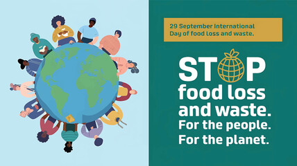 Vector Illustration of Food Waste Awareness with Rotting Vegetables, Trash Can, and Stop Food Waste Message